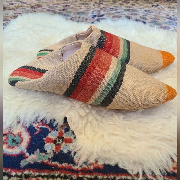 NWT Upcycled Moroccan Rug Slippers Size L [Womens 8.5-9.5] - Picture 6 of 9